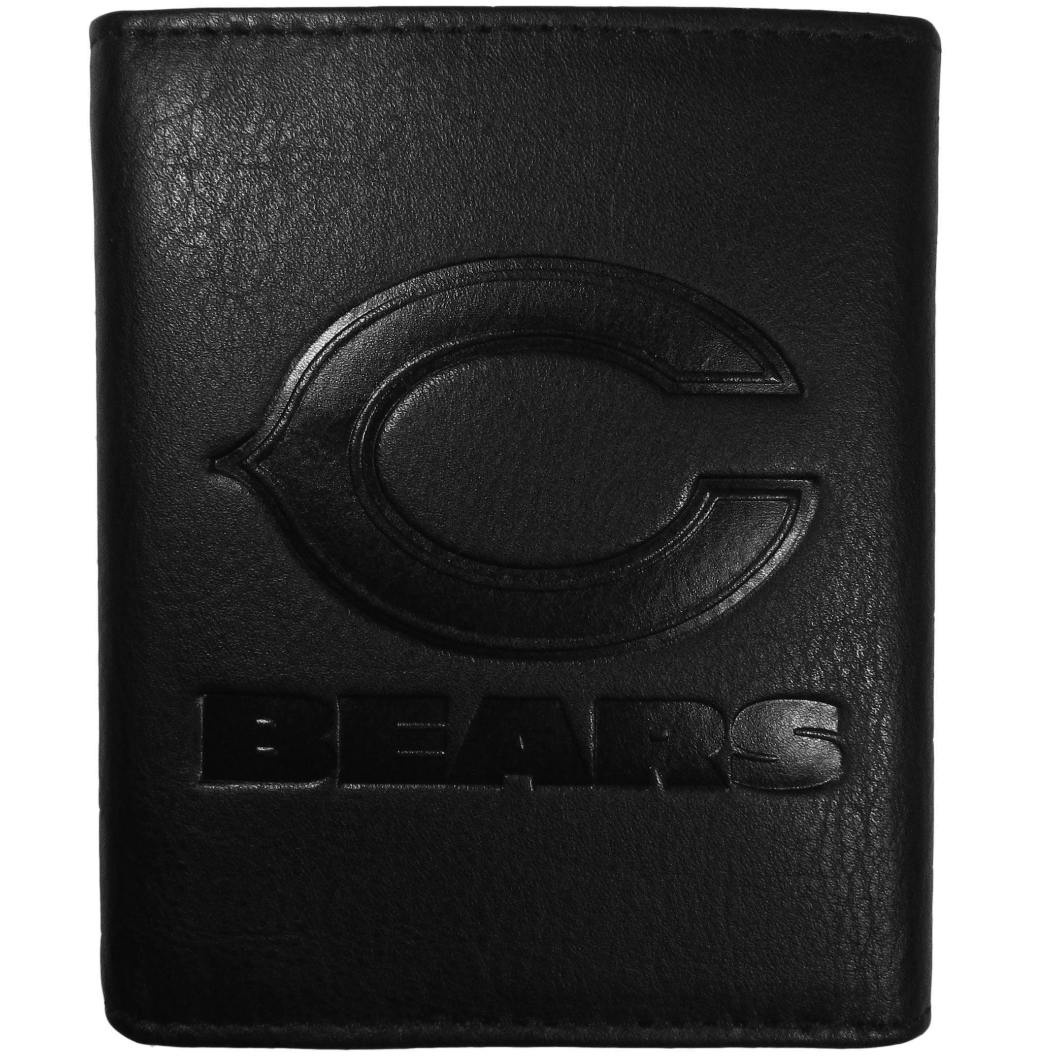Chicago Bears Embossed Leather Tri-fold Wallet - Flyclothing LLC