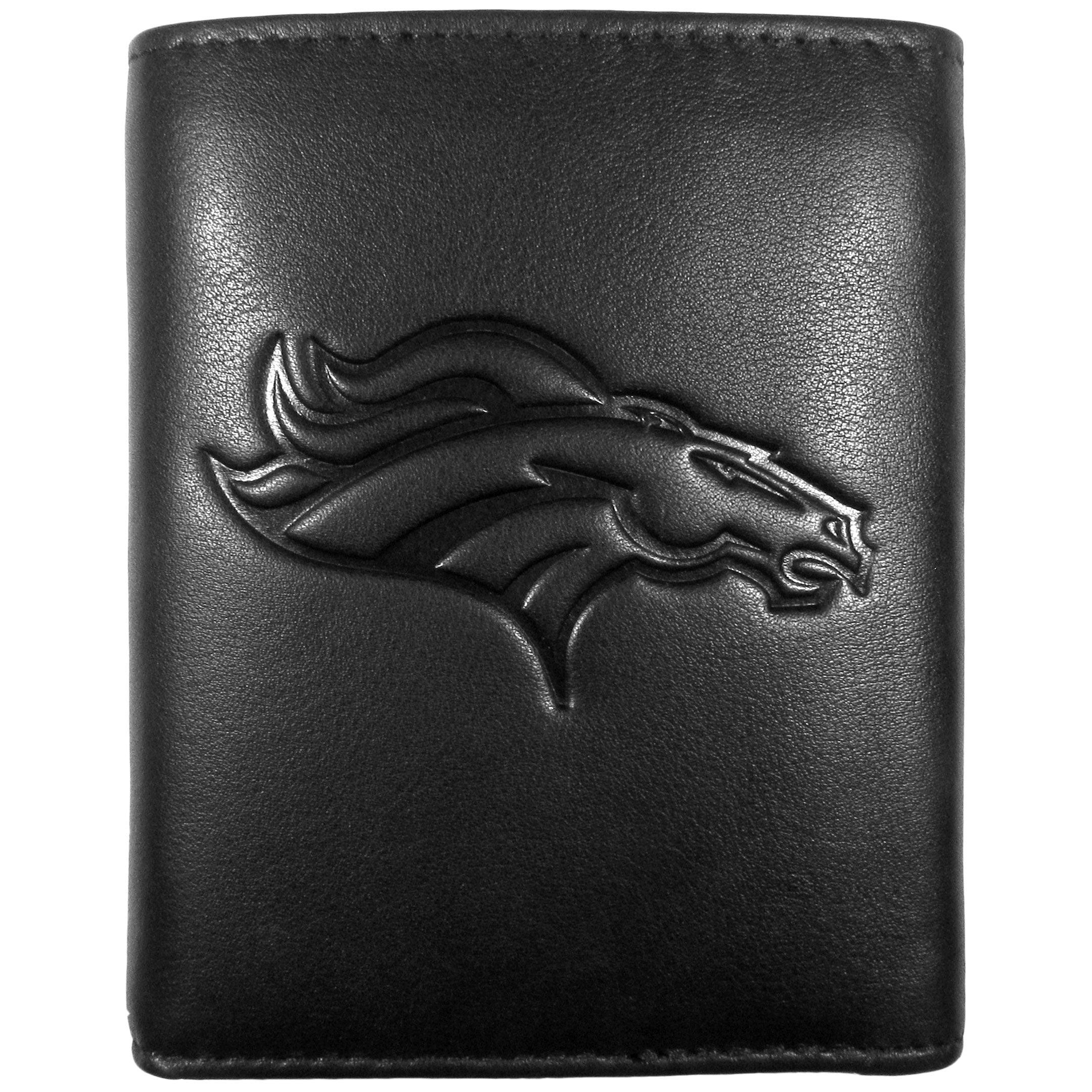 Denver Broncos Embossed Leather Tri-fold Wallet - Flyclothing LLC