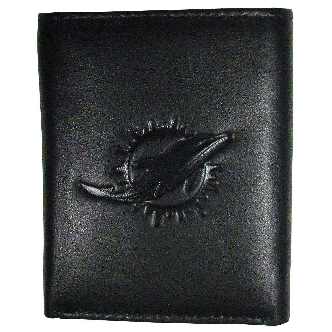 Miami Dolphins Embossed Leather Tri-fold Wallet - Siskiyou Buckle - Flyclothing LLC