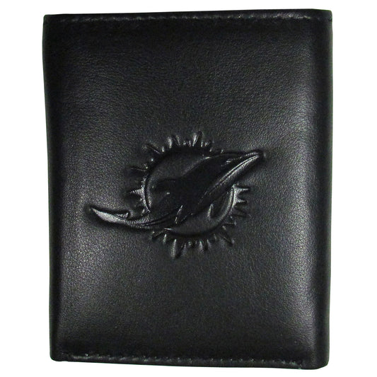 Miami Dolphins Embossed Leather Tri-fold Wallet