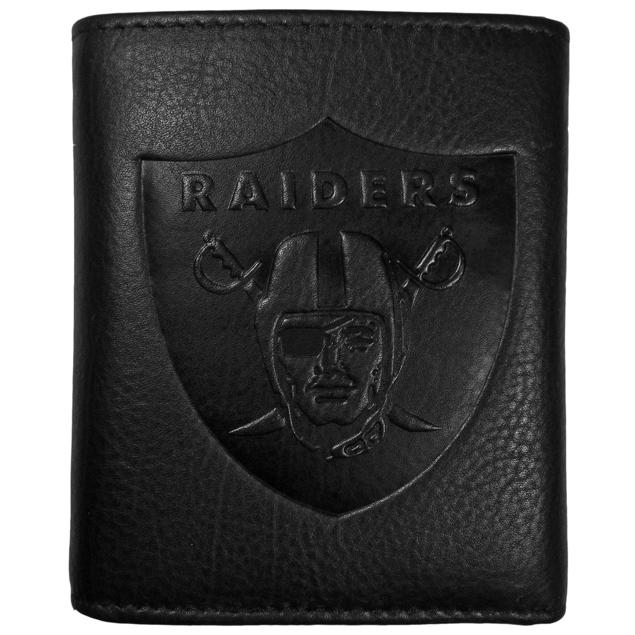 Las Vegas Raiders Embossed Leather Tri-fold Wallet - Flyclothing LLC