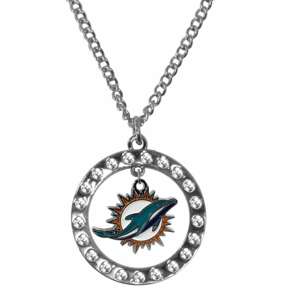 Miami Dolphins Rhinestone Hoop Necklaces - Siskiyou Buckle