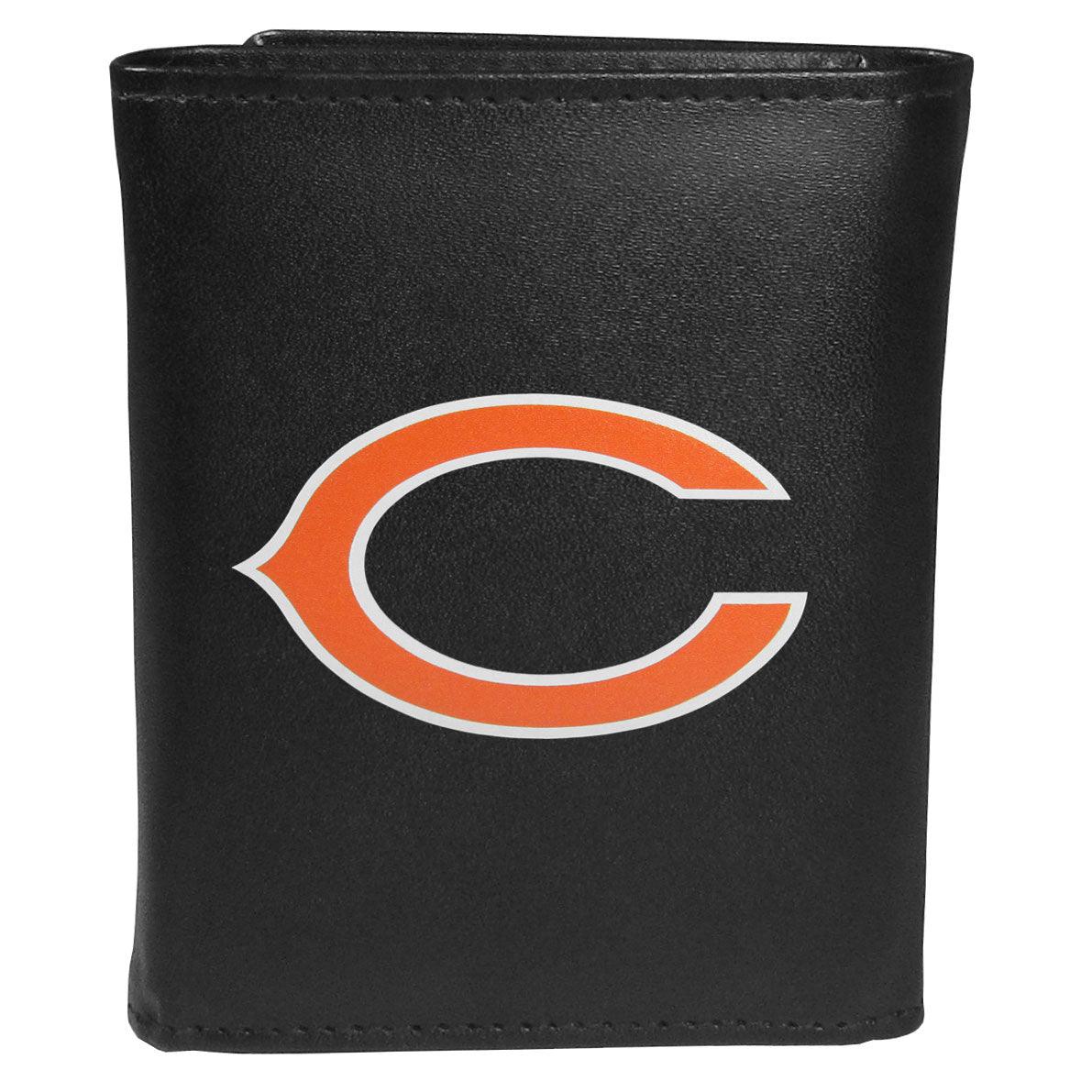 Chicago Bears Leather Tri-fold Wallet, Large Logo - Flyclothing LLC