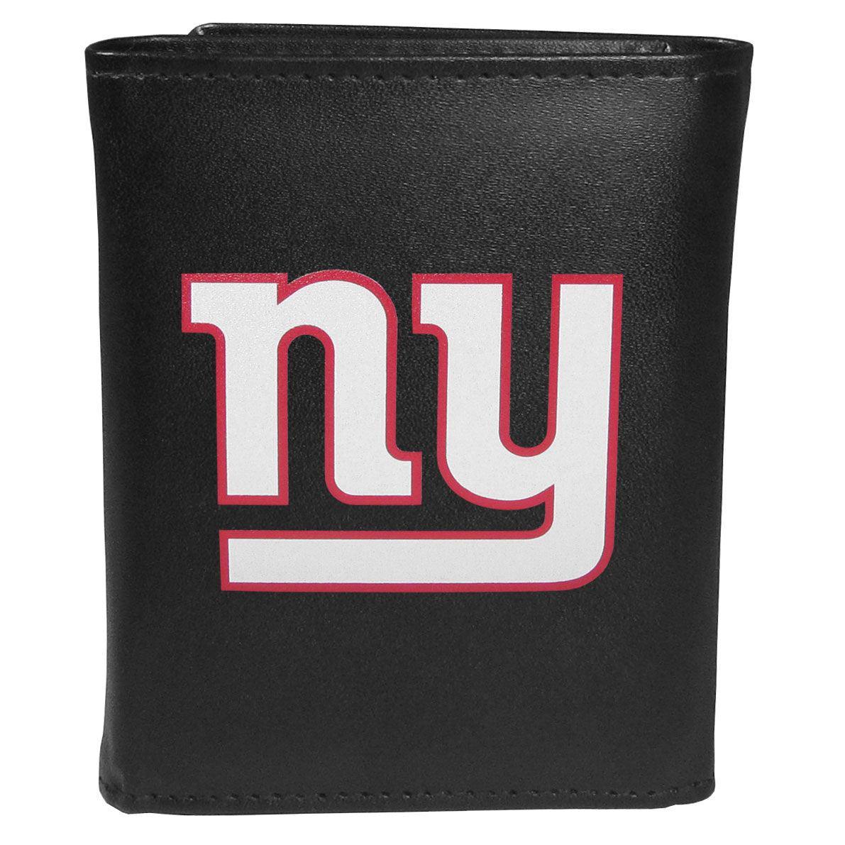 New York Giants Leather Tri-fold Wallet, Large Logo - Siskiyou Buckle