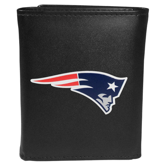 New England Patriots Leather Tri-fold Wallet, Large Logo - Flyclothing LLC
