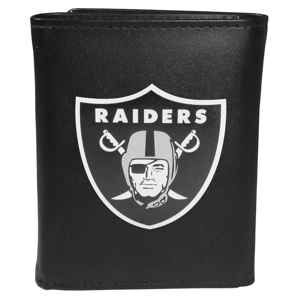 Las Vegas Raiders Leather Tri-fold Wallet, Large Logo - Siskiyou Buckle