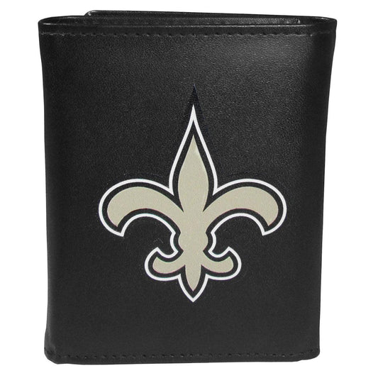 New Orleans Saints Leather Tri-fold Wallet, Large Logo - Flyclothing LLC