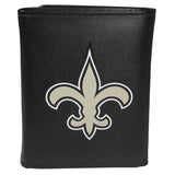 New Orleans Saints Leather Tri-fold Wallet, Large Logo - Siskiyou Buckle