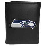 Seattle Seahawks Leather Tri-fold Wallet, Large Logo - Siskiyou Buckle