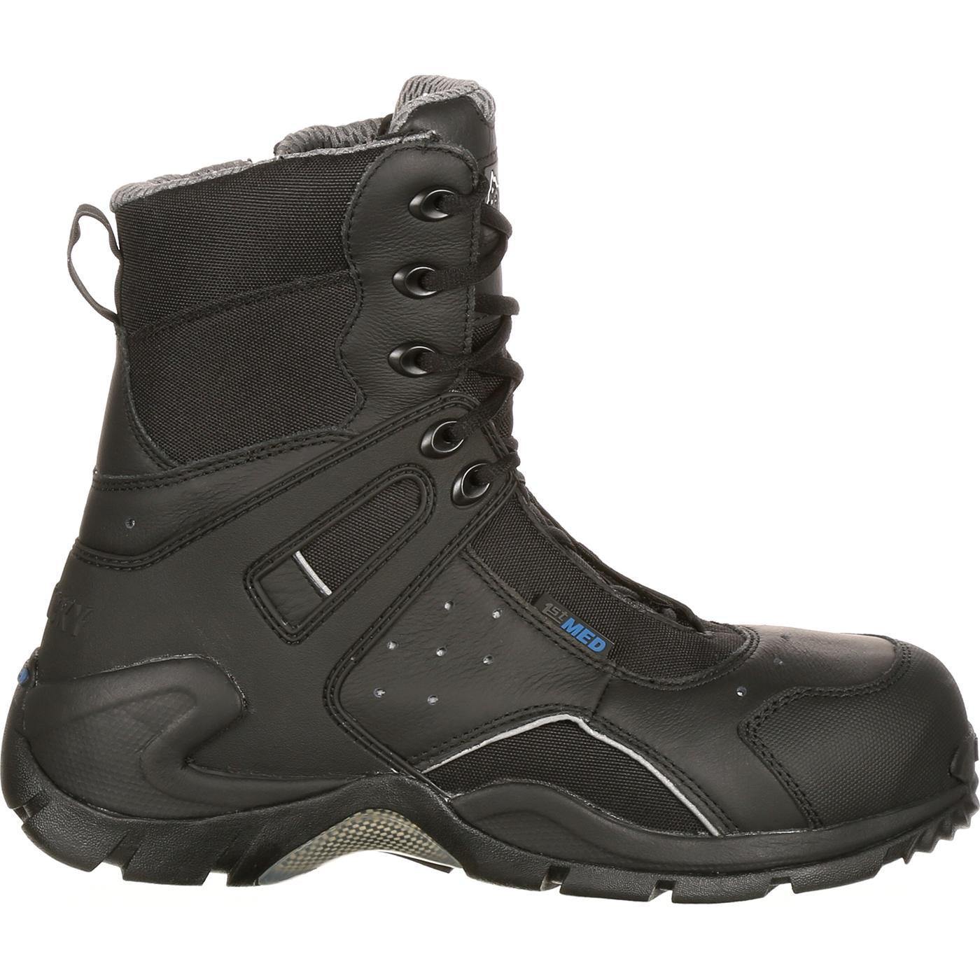 Rocky 1st Med Carbon Fiber Toe Puncture-Resistant Side-Zip Waterproof Public Service Boot - Flyclothing LLC