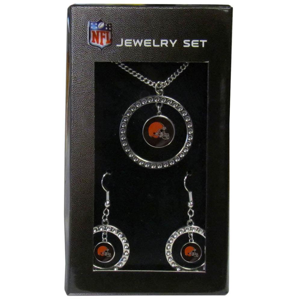 Cleveland Browns Rhinestone Hoop Jewelry Set - Siskiyou Buckle
