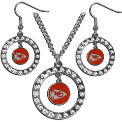 Kansas City Chiefs Rhinestone Hoop Jewelry Set - Flyclothing LLC