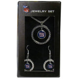 New York Giants Rhinestone Hoop Jewelry Set - Siskiyou Buckle