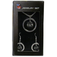 New York Jets Rhinestone Hoop Jewelry Set - Flyclothing LLC