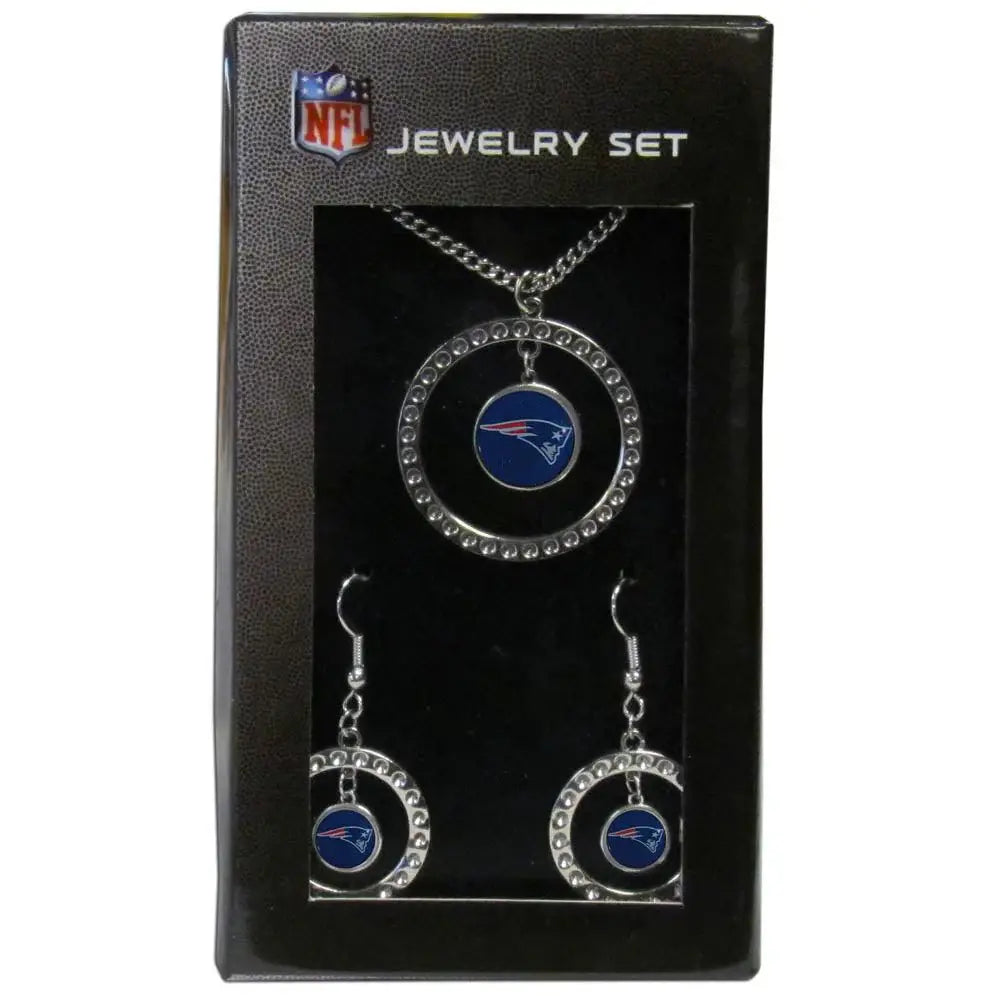 New England Patriots Rhinestone Hoop Jewelry Set - Siskiyou Buckle - Flyclothing LLC