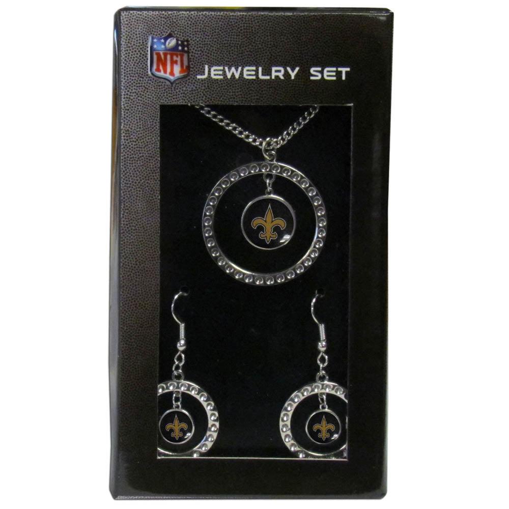 New Orleans Saints Rhinestone Hoop Jewelry Set - Flyclothing LLC