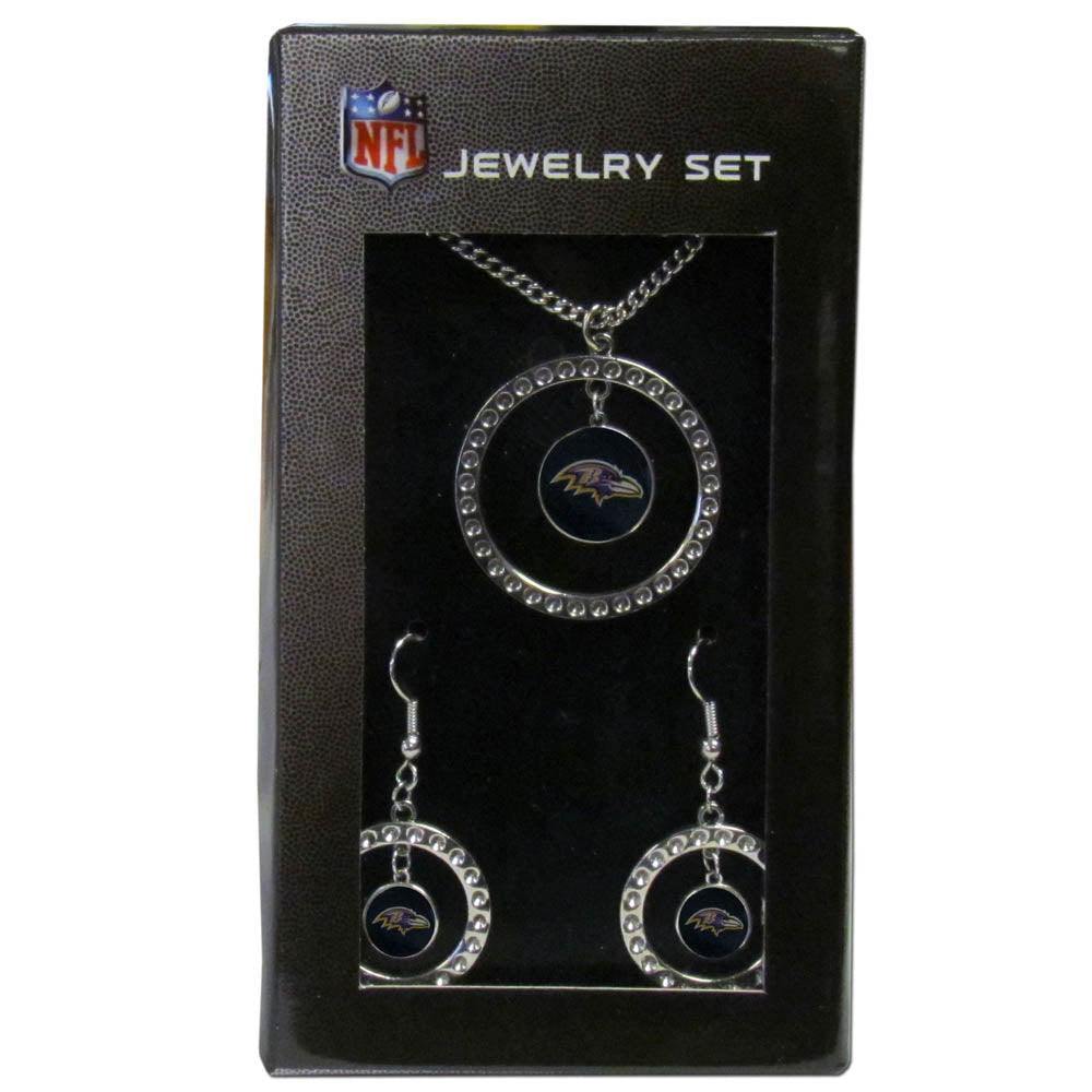 Baltimore Ravens Rhinestone Hoop Jewelry Set - Siskiyou Buckle