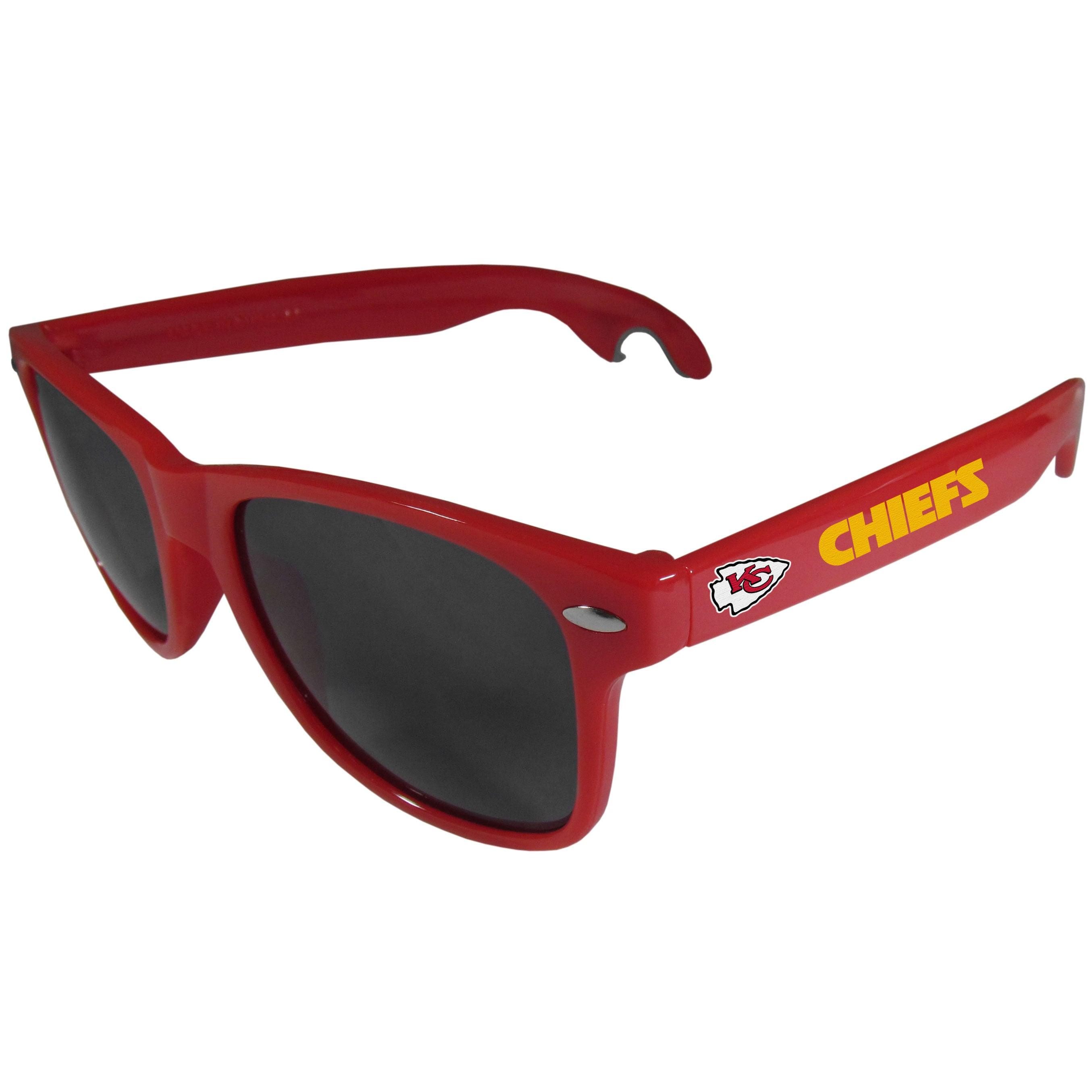 Kansas City Chiefs Beachfarer Bottle Opener Sunglasses, Red - Flyclothing LLC