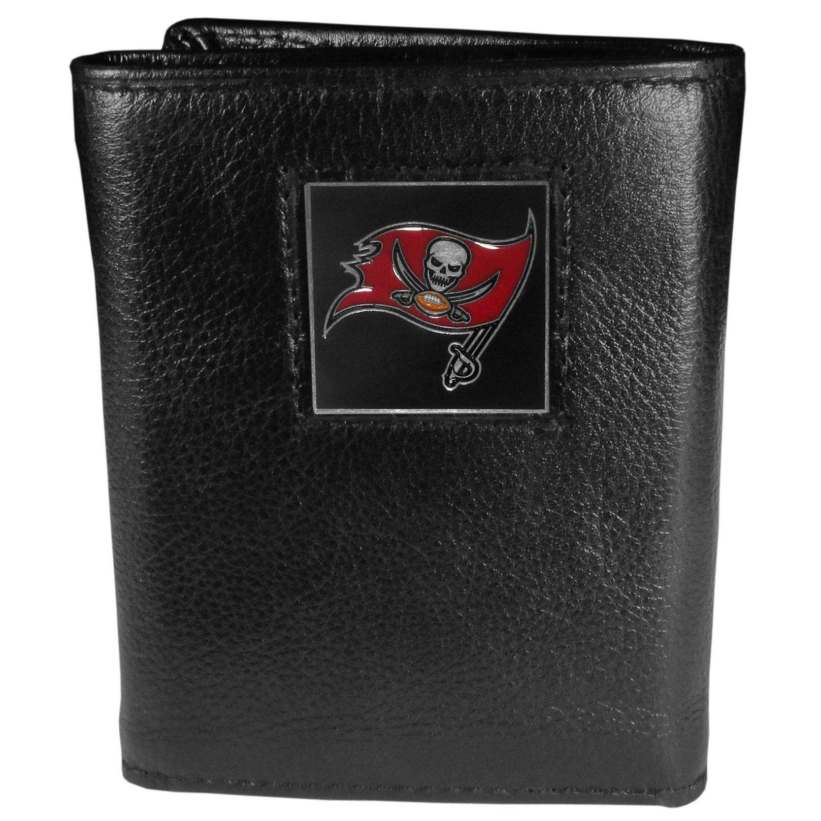 Tampa Bay Buccaneers Deluxe Leather Tri-fold Wallet Packaged in Gift Box - Siskiyou Buckle - Flyclothing LLC