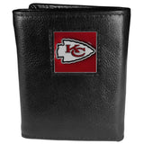 Kansas City Chiefs Deluxe Leather Tri-fold Wallet Packaged in Gift Box - Siskiyou Buckle