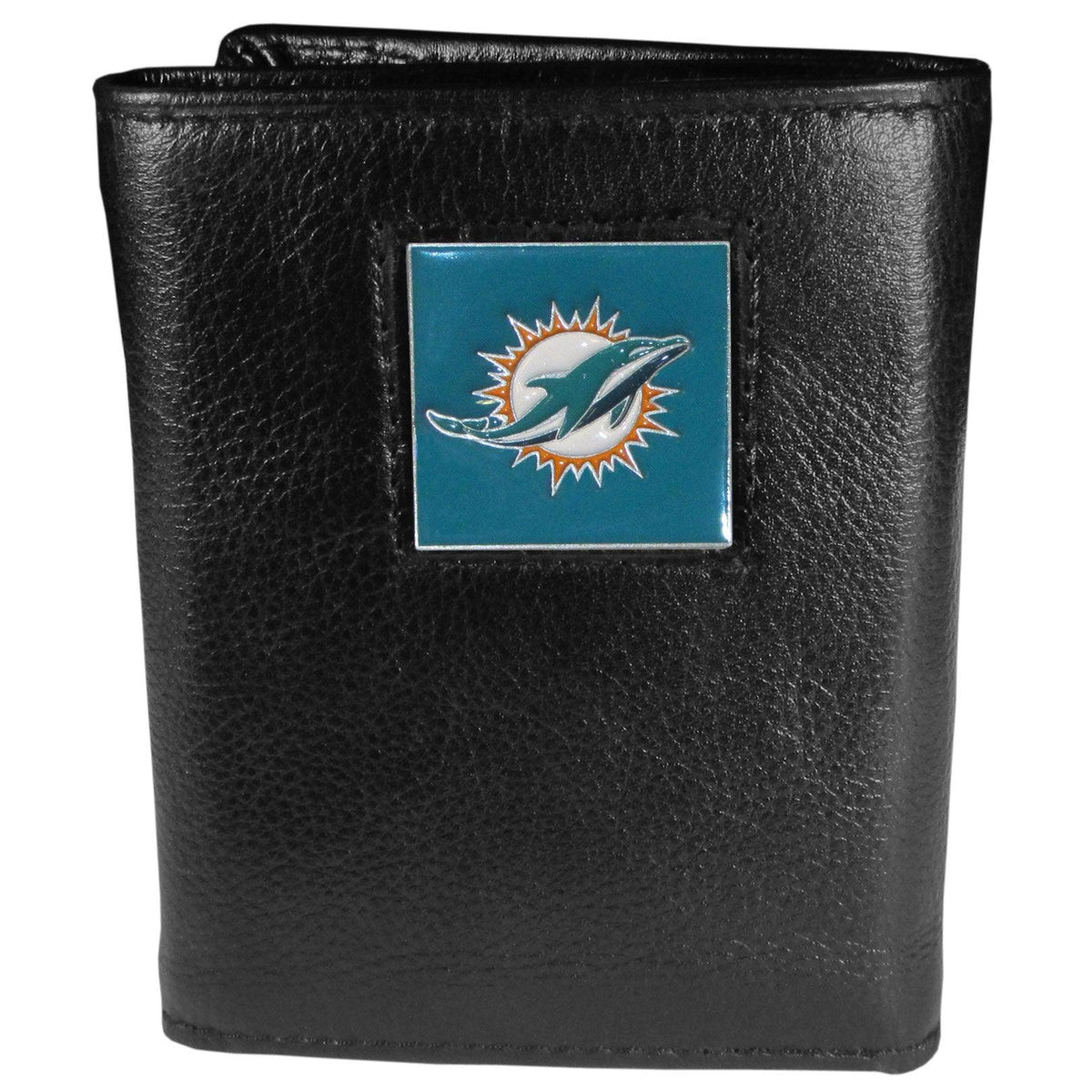 Miami Dolphins Deluxe Leather Tri-fold Wallet Packaged in Gift Box - Flyclothing LLC