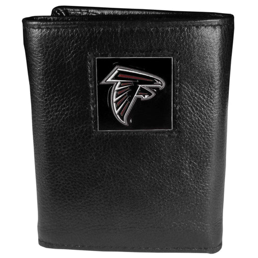 Atlanta Falcons Deluxe Leather Tri-fold Wallet Packaged in Gift Box - Siskiyou Buckle - Flyclothing LLC