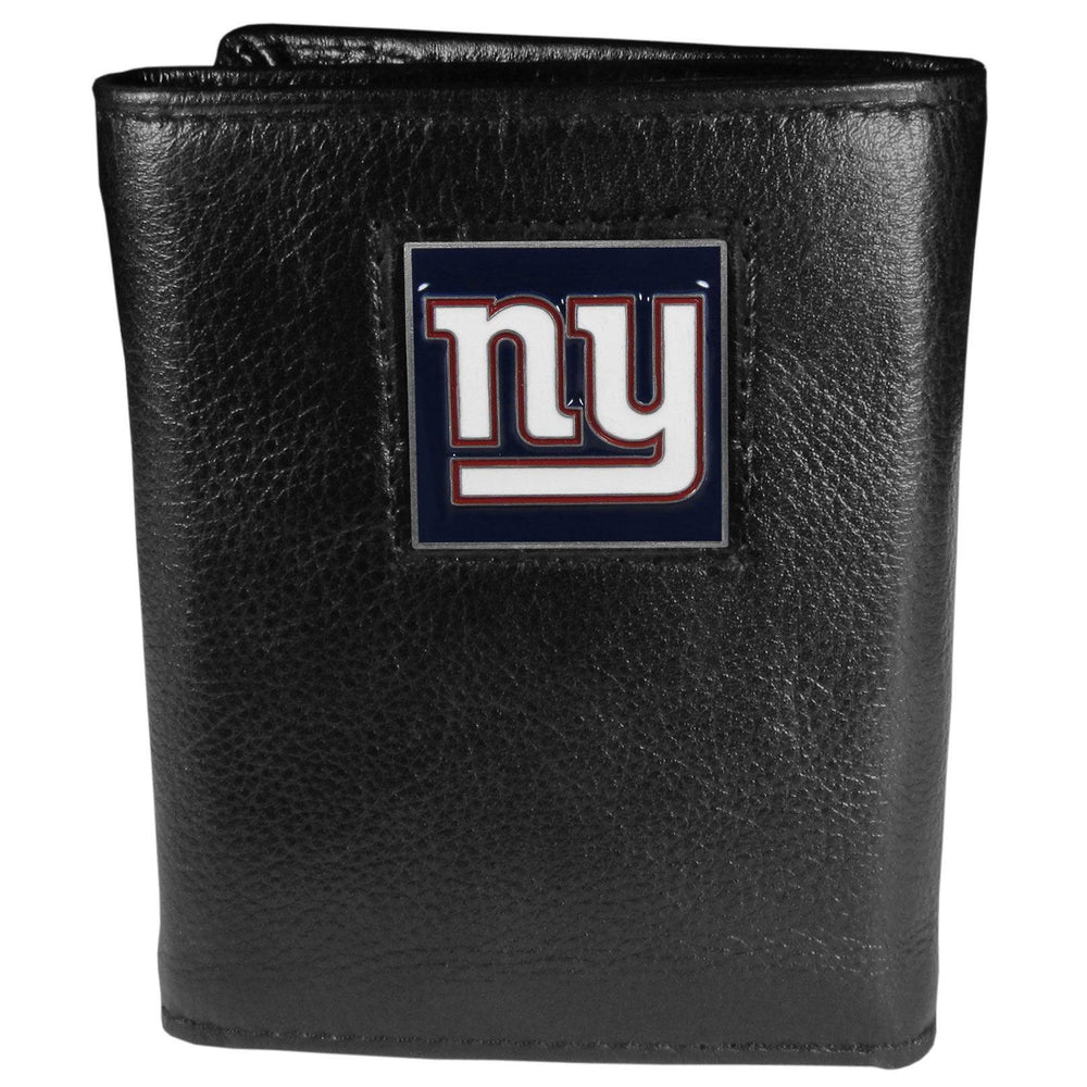 New York Giants Deluxe Leather Tri-fold Wallet Packaged in Gift Box - Siskiyou Buckle