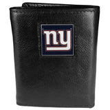 New York Giants Deluxe Leather Tri-fold Wallet Packaged in Gift Box - Siskiyou Buckle