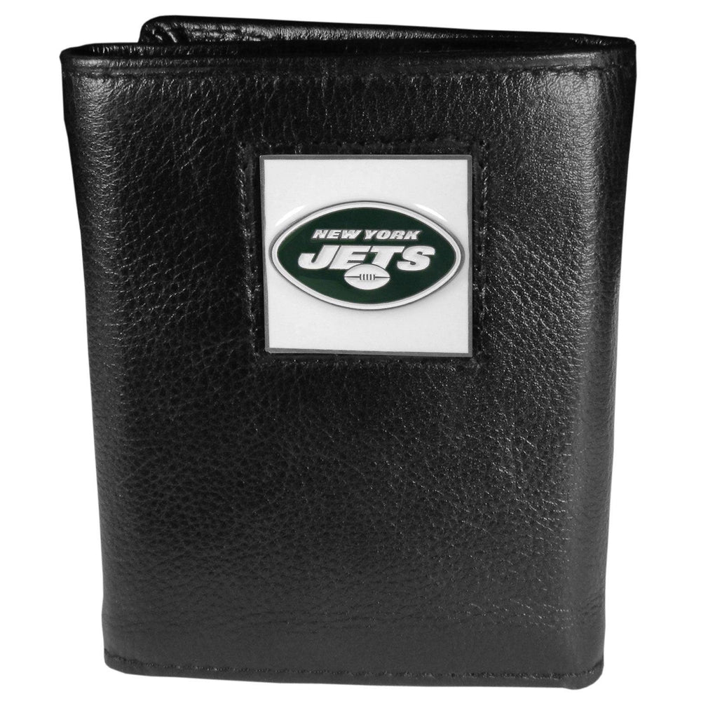 New York Jets Deluxe Leather Tri-fold Wallet Packaged in Gift Box - Siskiyou Buckle