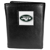 New York Jets Deluxe Leather Tri-fold Wallet Packaged in Gift Box - Siskiyou Buckle