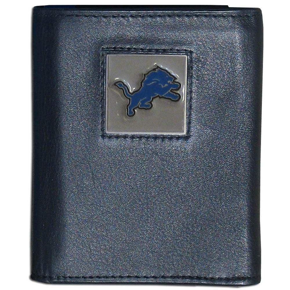 Detroit Lions Deluxe Leather Tri-fold Wallet Packaged in Gift Box - Siskiyou Buckle - Flyclothing LLC