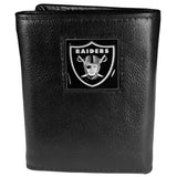 Las Vegas Raiders Deluxe Leather Tri-fold Wallet Packaged in Gift Box - Siskiyou Buckle