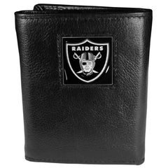 Las Vegas Raiders Deluxe Leather Tri-fold Wallet Packaged in Gift Box - Flyclothing LLC