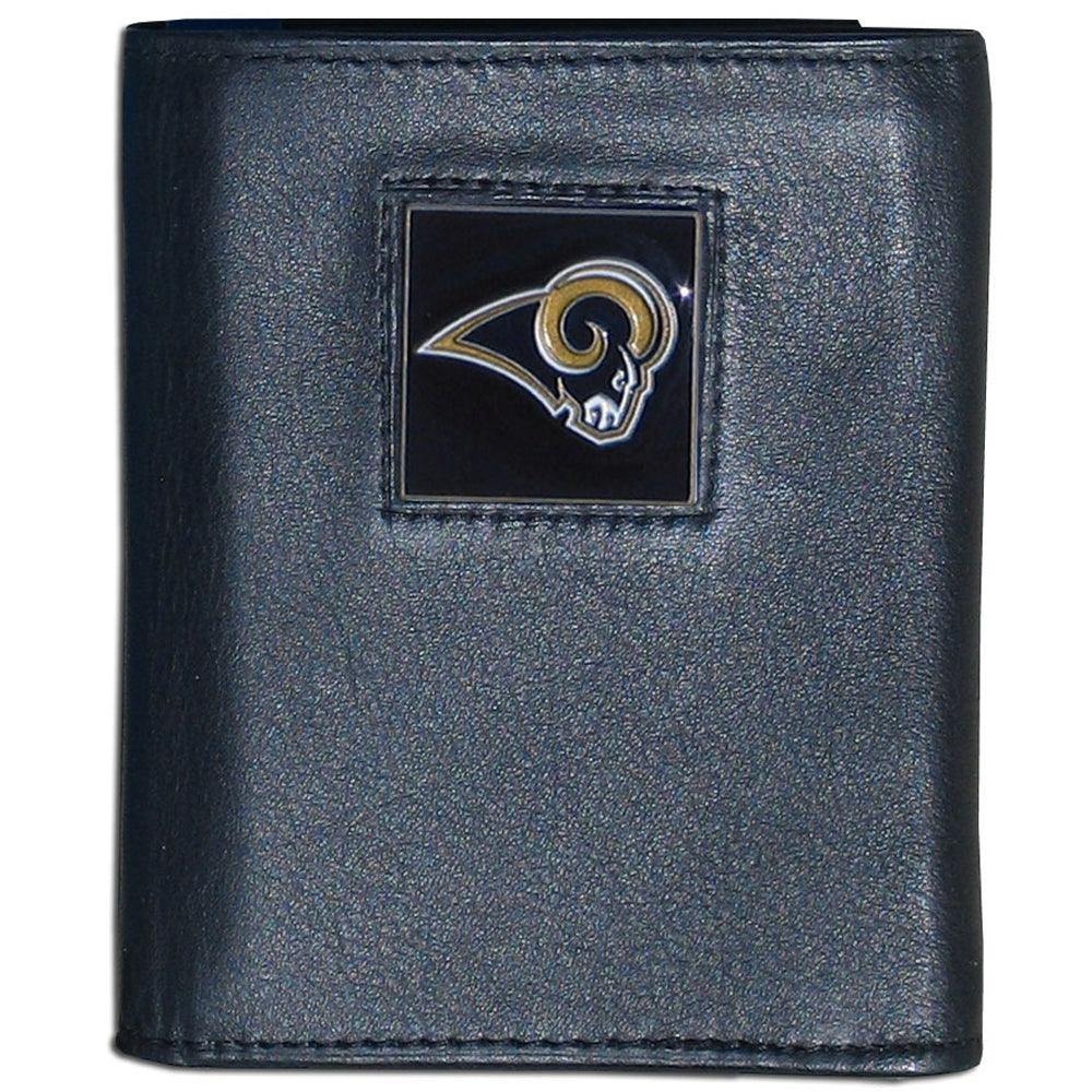 Los Angeles Rams Deluxe Leather Tri-fold Wallet Packaged in Gift Box - Siskiyou Buckle