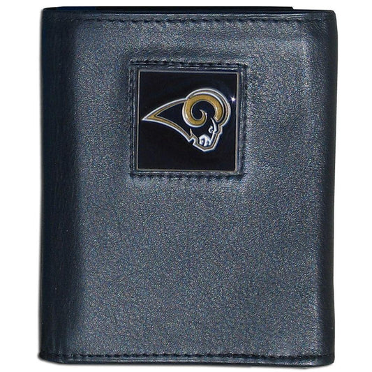 Los Angeles Rams Deluxe Leather Tri-fold Wallet Packaged in Gift Box - Siskiyou Buckle