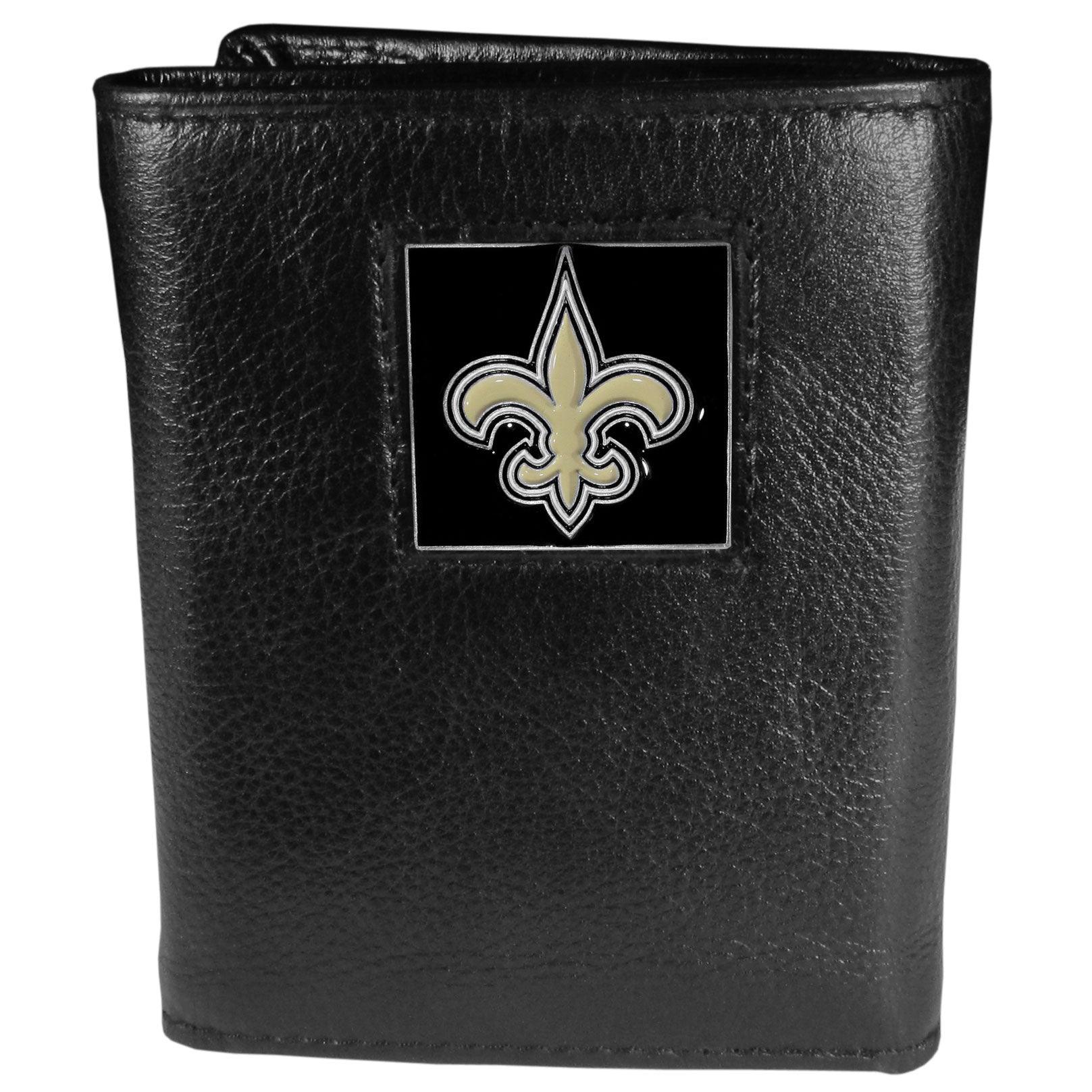 New Orleans Saints Deluxe Leather Tri-fold Wallet - Flyclothing LLC