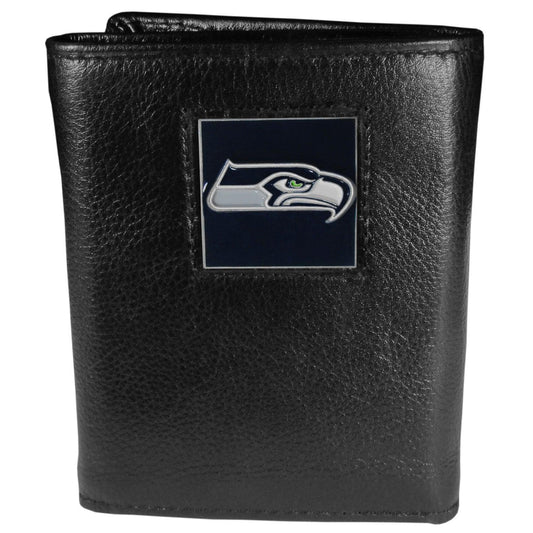 Seattle Seahawks Deluxe Leather Tri-fold Wallet - Siskiyou Buckle