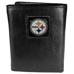 Pittsburgh Steelers Deluxe Leather Tri-fold Wallet Packaged in Gift Box - Flyclothing LLC