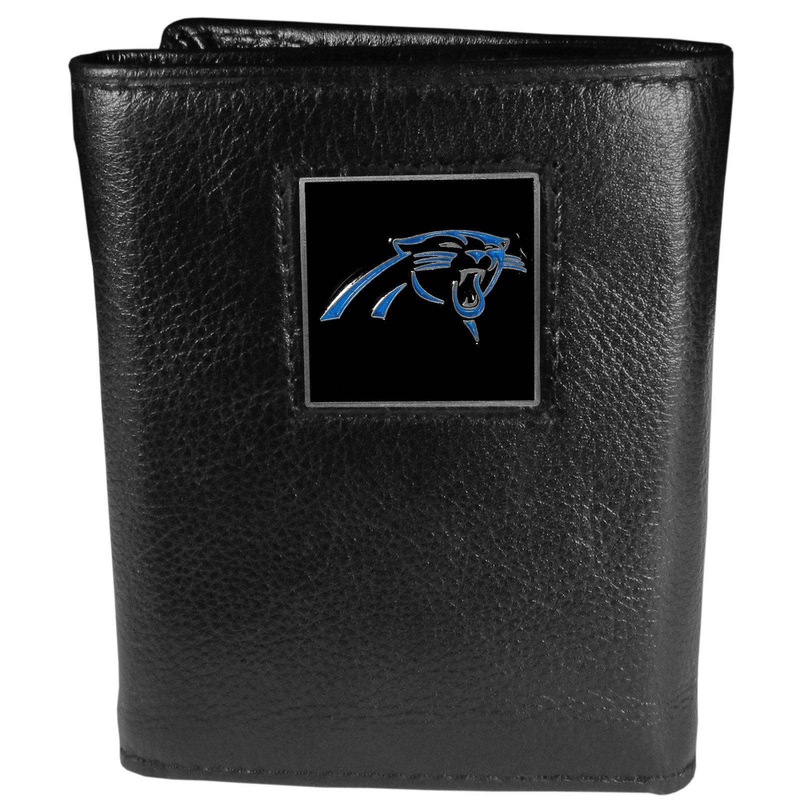Carolina Panthers Deluxe Leather Tri-fold Wallet Packaged in Gift Box - Siskiyou Buckle - Flyclothing LLC