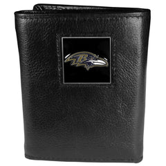 Baltimore Ravens Deluxe Leather Tri-fold Wallet Packaged in Gift Box - Flyclothing LLC