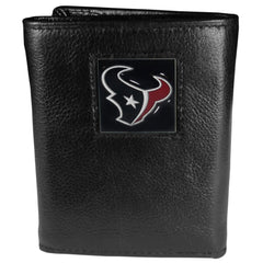 Houston Texans Deluxe Leather Tri-fold Wallet Packaged in Gift Box - Flyclothing LLC