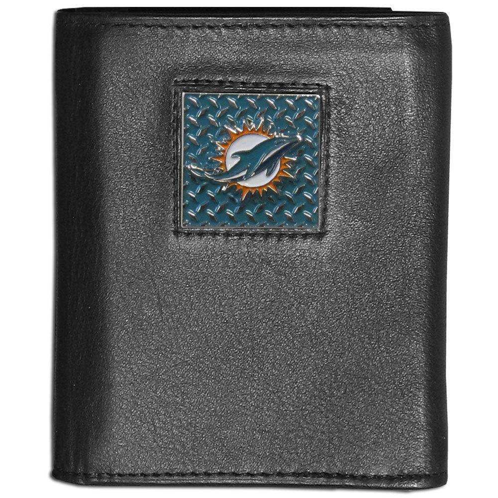 Miami Dolphins Gridiron Leather Tri-fold Wallet - Siskiyou Buckle - Flyclothing LLC