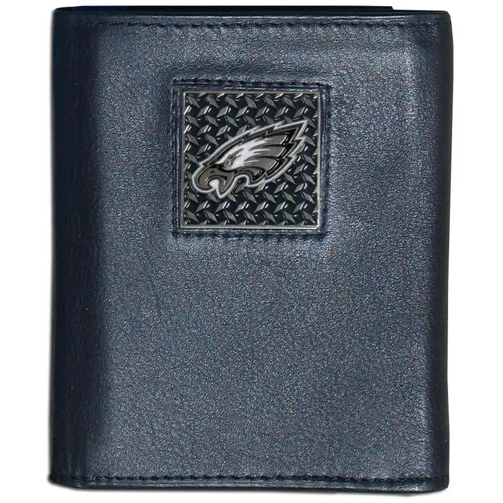 Philadelphia Eagles Gridiron Leather Tri-fold Wallet Packaged in Gift Box - Siskiyou Buckle