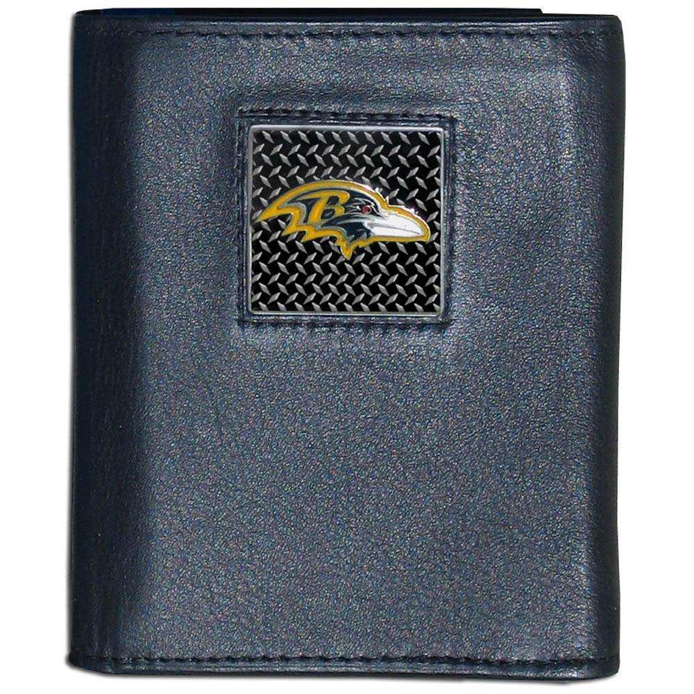 Baltimore Ravens Gridiron Leather Tri-fold Wallet - Siskiyou Buckle - Flyclothing LLC
