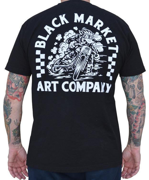 Men's Flat Track Guy's Tee Black - Lowbrow Art Company