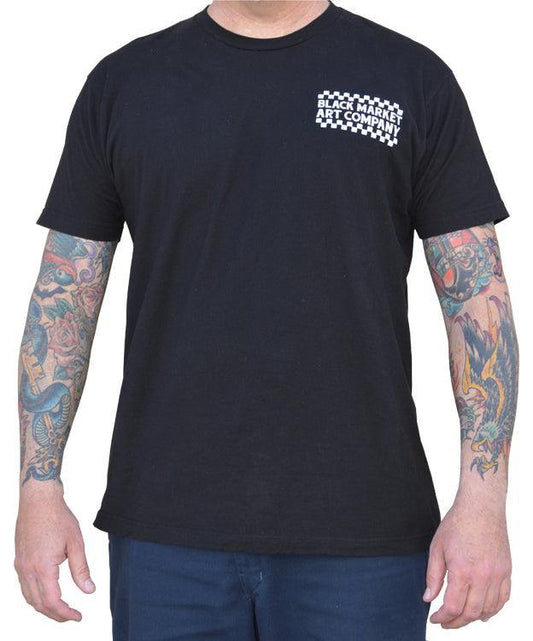 Men's Flat Track Guy's Tee Black - Lowbrow Art Company