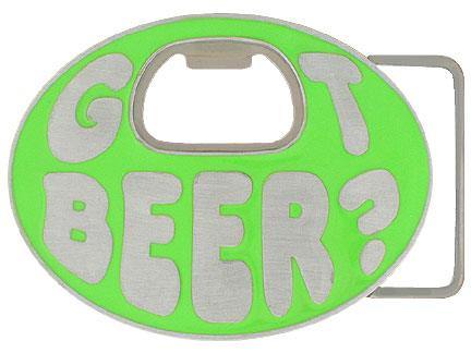 Got Beer? Belt Buckle Neon Green Enameled Belt Buckle - Siskiyou Buckle