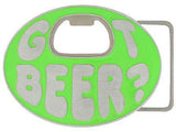 Got Beer? Belt Buckle Neon Green Enameled Belt Buckle - Siskiyou Buckle