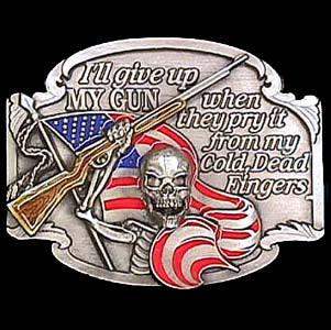 I'll Give Up My Gun Enameled Belt Buckle - Siskiyou Buckle - Flyclothing LLC