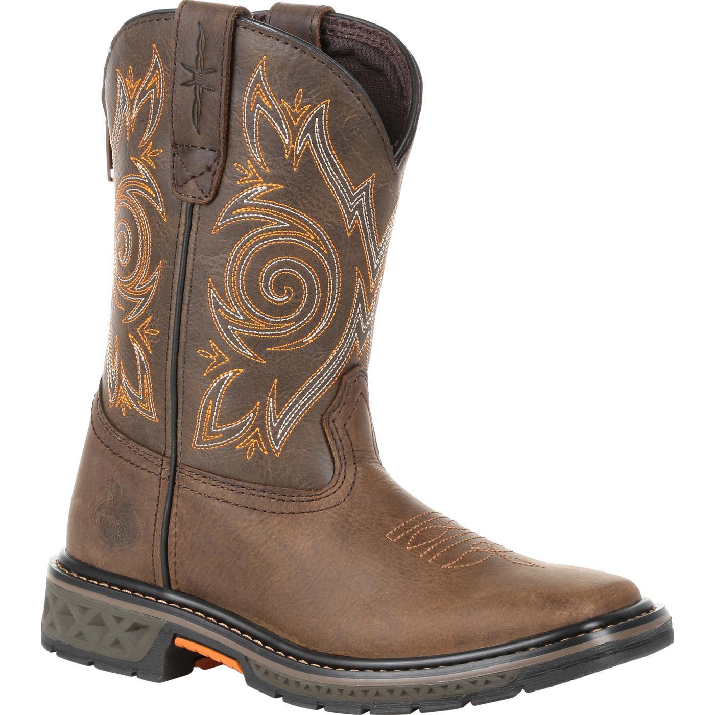 Georgia Boot Carbo-Tec LT Little Kids Brown Pull on Boot - Flyclothing LLC